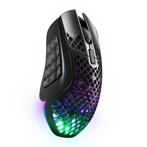 SteelSeries Aerox 9 Wireless - RGB Gaming-Mouse mit Öffnungen in der Oberfläche - Federleichtes, wasserabweisendes Design - 18 Tasten - Bluetooth/2,4 GHz – Optischer TrueMove Air-Sensor mit 18.000 DPI