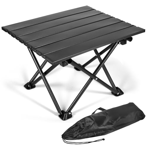 AQXONG Klappbarer Campingtisch, Ultraleichter Tragbarer Campingtisch aus Karbonstahl mit Tragetasche für Outdoor-Aktivitätens, Wandern, Angeln, Picknick, Grillen, Reisen im Freien