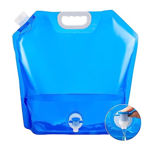 Heyu-Lotus Wasserkanister Faltbar 5L Faltbarer Wasserbehälter Faltkanister mit Hahn Trinkwasser mit Tragegriff Wiederverwendbare für Outdoor Camping Wanderungen Picknicks