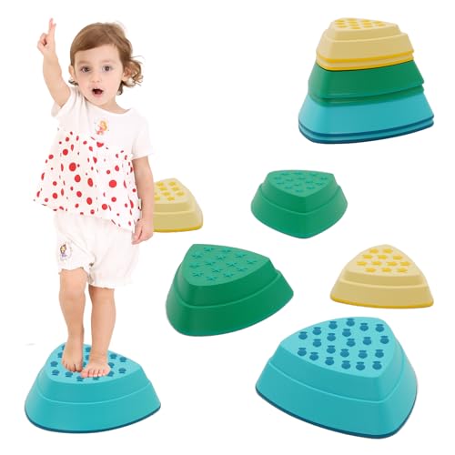 Balanciersteine für kinder 6-teiliges Stapelsteine balancieren Balance steine groß Stepping stones kids Hügelkuppen steine set