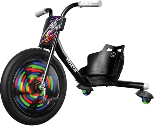 Razor RipRider 360 Lightshow -Trike mit hinteren Rollen und mit bewegungsaktivierten mehrfarbigen Lichtern, Drifting Ride auf 3 Rädern - für Kinder ab 5 Jahren