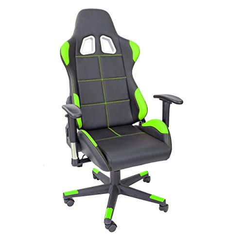 TPFLiving Premium XL Racing Stuhl Bürostuhl XL Gaming Stuhl Chefsessel Drehstuhl Fire - Schreibtischstuhl mit Lendenkissen - Zockerstuhl - belastbar bis 150 kg - Kunstleder - Schwarz/Grün
