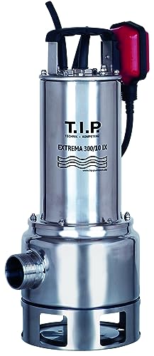 T.I.P. Schmutzwasser Tauchpumpe - Baupumpe Edelstahl (19.500l/h Fördermenge, 10,5m Förderhöhe, 1,05bar Druck, 1.200W, 40mm Korngröße, Waschlauge geeignet, Flüssigkeit bis 95°C)Extrema 300/10 IX,30072