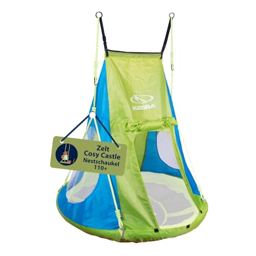 HUDORA Zeltbezug Cosy Castle - Zeltüberzug für HUDORA Nestschaukel 90 & 110/120 in blau/Lemon - Polyester-Schaukelzelt für Innen- & Außenbereiche - Schaukelüberdachung für Kinder & Erwachsene