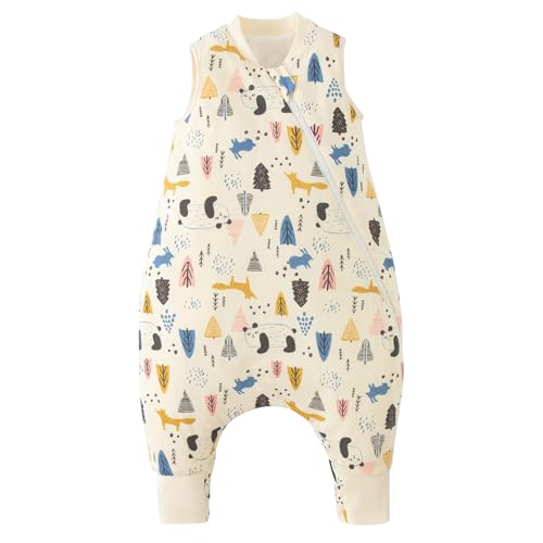 Duomiaomiao Baby Schlafsack mit füßen, Schlafsack mit füßen ganzjahres, 100% Baumwolle,Schlafsack mit füße 1.5 Tog, Sommer mit Beinen für Jungen und Mädchen