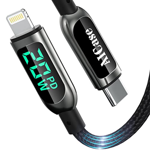 AICase USB C Auf Lightning-Kabel, 1,2 m Lade-Synchronisierungskabel mit LED-Display, kompatibel mit iPhone 13 13 Pro 12 Pro Max 12 11 X XS XR 8 Plus, Airpods Pro, unterstützt Power Delivery (1,2 m)