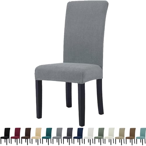 YSTELLAA Stuhlhussen 6er Set, Stretch Stuhlbezug Für Esszimmerstühle, Abnehmbarer Waschbarer stuhlhusse, Stuhlbezüge Elastisch, Hussen Für Stühle Für Hotel, Küche Restaurant, Hellgrau