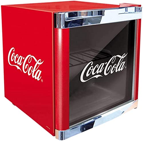 °CUBES Coca-Cola Mini Kühlschrank mit Glastür | Getränkekühlschrank 48L, leise & energieeffizient, perfekt für Getränke, Büro & Partys | 5-15°C, Rot