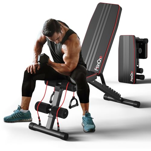 FitinOne Hantelbank Klappbar Verstellbar, Multifunktions Trainingsbank Schrägbank für Ganzkörper-workout, 6 in 1 Fitnessbank für zu Hause oder im Fitnessstudio, 300kg Gewichtskapazität