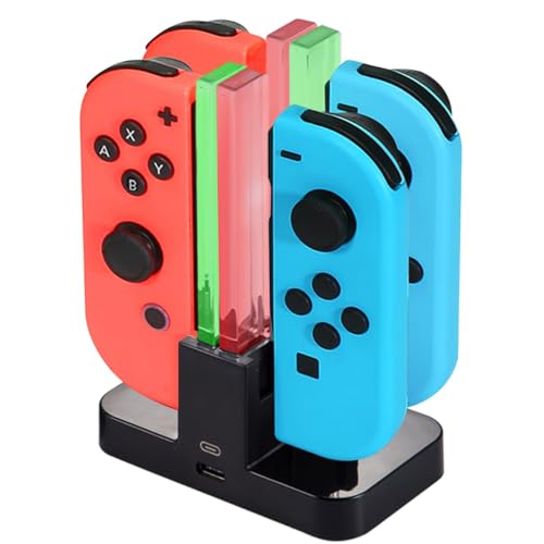 Ladestation für Nintendo Switch [4 in 1 Joy-Con] Diyife - Controller - Ladegerät Typ-C Kabel, mit LED-Anzeige Intelligenter Schaltung