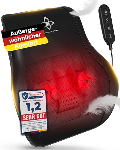 MASSAGEWERK® Shiatsu Rücken- und Nackenmassagegerät | Elektrisches Nackenmassagegerät mit Wärmefunktion | Ergonomisch, Ideal zur Linderung von Muskelverspannungen und Schmerzen