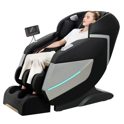 Relaxora Massagesessel 3D Zero Gravity SL Track Ganzkörper-Shiatsu-Massage mit Fußrollen Bluetooth Wärmetherapie Wadenknetmassage Airbag-Massage Stretch (Schwarz)