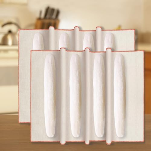 Voarge 2 Stück Bäckerleinen Teigtuch Professionelles Gärtuch zum Backen Brot,Leinentuch für Teig Gärung 45 * 77cm
