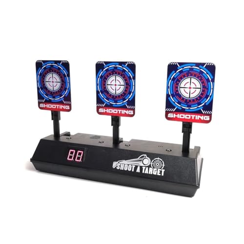OpTacs - Elektronische Zielscheibe für Airsoft und Nerf Pistole - Digital Scoring Target Auto Reset mit Licht- und Soundeffekten mit 3 Zielen für Softair