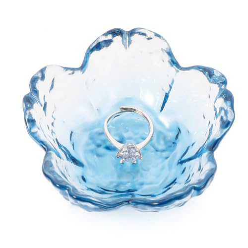 Glas Schmuckschale Blumenform Schmuckteller Klein Ringhalter Schmucktablett Deko Schmuck Schale Aesthetic Schlüsselschale Jewelry Tray Room Decor für Diele Tisch Schlafzimmer Schminktisch Nachttisch