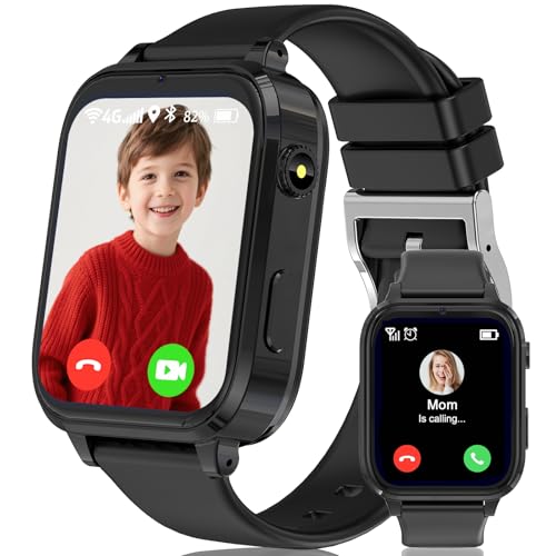 clleylise Smartwatch Kinder mit GPS und Telefon, 4G Kinder Smartwatch, Voice Chat, SOS IP68 Wasserdicht Spiel Wecker Touchscreen, Smart Watch für Jungen Mädchen 4-16 Jahre (Black)