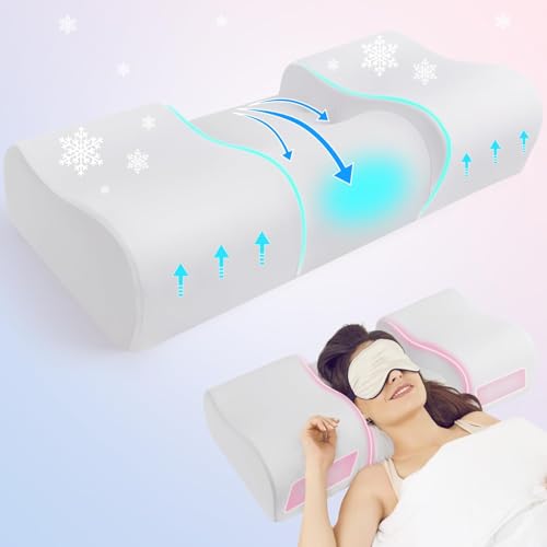 Hypuno Anti Falten Kissen, 2-in-1 Anti-Aging-Schönheits Kopfkissen, Nackenstütze Orthopädisches Kissen, Memory Foam Kissen für Nacken- und Schulterschmerzen, um den Kopf gerade zu Halt