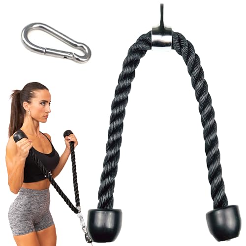 MuscleForge® Trizepsseil 120 cm lång, Kabelzug Seil für Trizepz, Trizeps-Tau mit Drehgelenk, Kabelzuggriff für Seilzug, Latzug, Kraftstation im Fitness Center