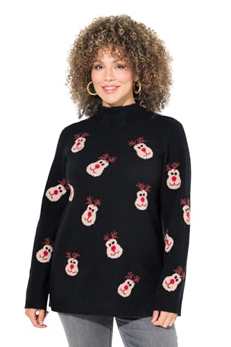 Ulla Popken Damen große Größen Übergrößen Plus Size Pullover, Rentiere, Stehkragen, Langarm