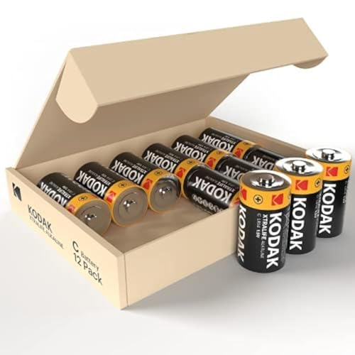 Kodak | Typ C Batterien | C Zellen LR14 Batterie | 12 Stück | Alkalibatterie | 1,5 V