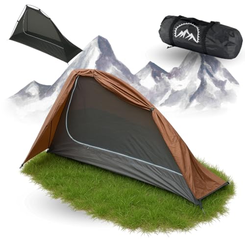 GOALPINE® EREMIT Zelt für 1 große Personen | wasserdicht 4000mm | kleines Packmaß | zum Wandern, Bergtouren & Bikepacking | Ultraleicht | 4 Jahreszeiten | schneller aufbau