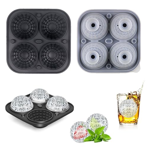 Eiswürfelform Kugel Silikon mit Deckel, Eiswürfelform Silikon, Runde Eiskugelform BPA Frei, 5cm Runde Eiskugelform Groß für Cocktails, Whisky & Longdrinks 4 Eisball