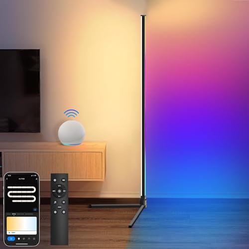 Weilim RGB Stehlampe Wohnzimmer,156CM Smart LED Stehlampe Dimmbar mit Fernbedienung und Timer Kompatibel mit Alexa, Google Assistant - 16 Millionen Farben, Musikmodi, DIY Modus