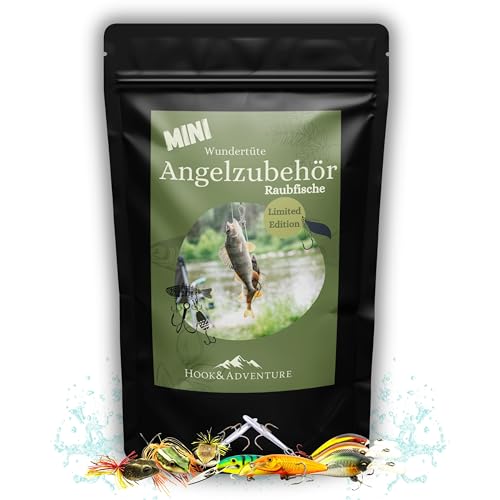 Hook & Adventure Wundertüte Mini Angeln Angelzubehör Angelset Kleinteile Köder Angel-Set als Geschenk für Angler Petri Box Überraschung Geschenk Set, Petribox für Angler, Angler Geschenke