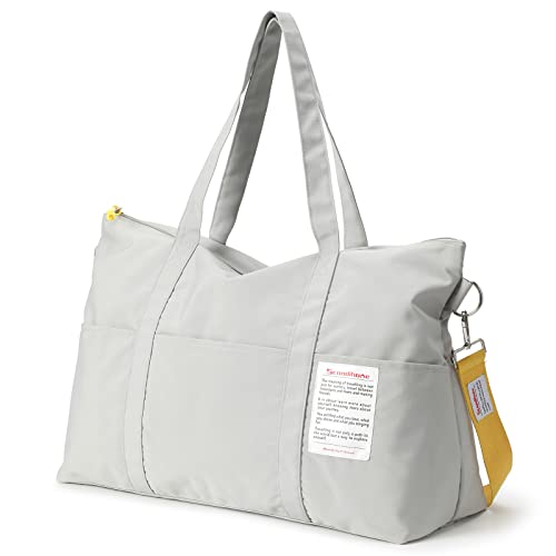 Dizdvizd Reise Duffel Bags Damen und Herren, wasserdichte Sporttasche Übernachtungstasche Handgepäcktasche für Wochenendausflug, Schwimmen, Wandern, Yoga und Sauna, Grau