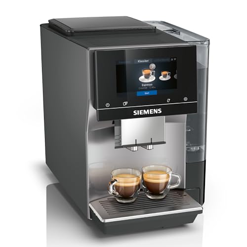 Siemens Kaffeevollautomat EQ700 classic TP715D01, App-Steuerung, Cold Brew, intuitives Full-Touch-Display, bis zu 10 individ. Kaffeekreationen als Favoriten, autom. Dampfreinigung, 1500 W, grau-silber