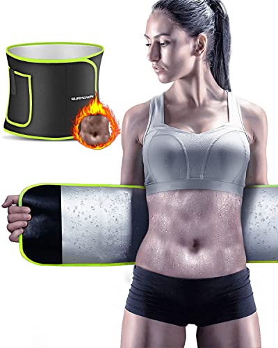 Waist Trainer Damen Herren, Bauchweggürtel, Saunagürtel Schwitzgürtel bauch weg gürtel zum abnehmen, fitnessgürtel Männer und Frauen, Bauchgurt Sport Fitness Sweat Taillen Trimmer AB Trainer Grün M