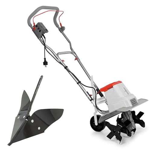 IKRA Elektro Bodenhacke IEM 1500, flexible Arbeitsbreite 32 & 45cm, Arbeitstiefe bis 20cm, starke 1500W Leistung, inkl. Häufelpflug