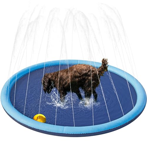Yaheetech Hundepool 170cm, wasserspielmatte, Faltbarer Sprinkler Matte Hund, Verdickt rutschfest hundeplanschbecken, Sprühmatte Wasserhängematte für Sommer, Garten, Draußen
