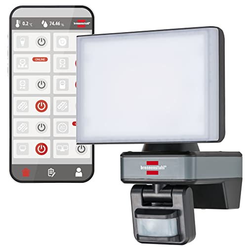 Brennenstuhl Connect WiFi LED Strahler WF 2050 P (20W, 2400lm, IP54, diverse Lichtfunktionen über App einstellbar, Außenstrahler zur Wandmontage mit Bewegungsmelder)