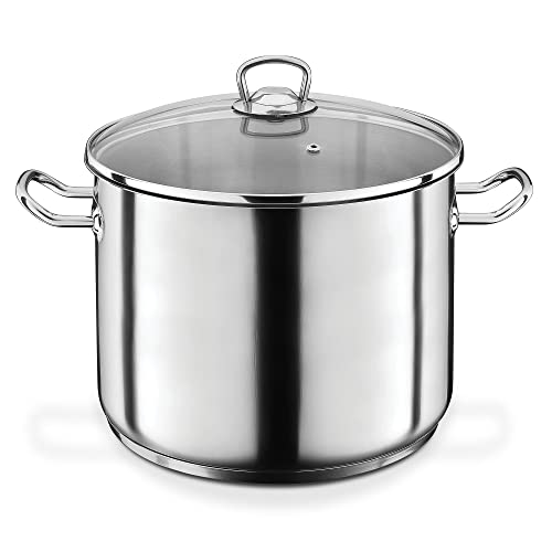 GSW 643437 Profi Jumbotopf mit Glasdeckel 28x25cm / ca. 15,0 Liter, Edelstahl, silber, 28 cm, 2-Einheiten