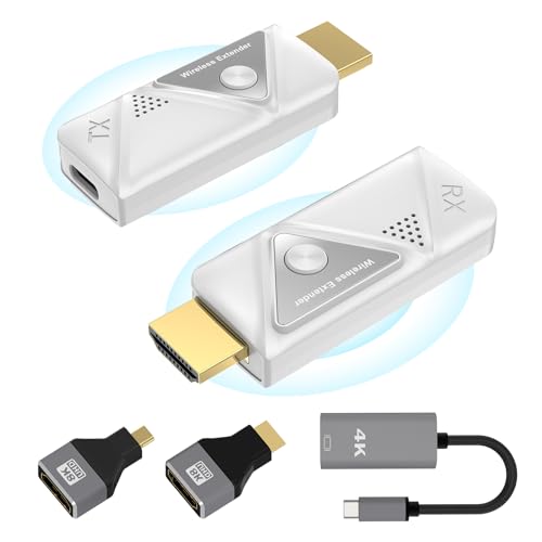 HDMI Wireless Transmitter and Receiver, Wireless HDMI Extender zum Streamen von Video und Audio vom Laptop/PC/Kamera zum Monitor/Projektor/TV, 2,4 G/5 G HDMI-Funkübertragung, Plug& Play (30m)