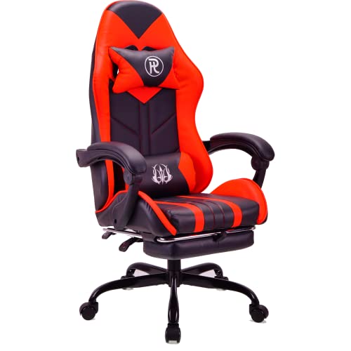 play haha. Gaming Stuhl Bürostuhl Drehstuhl Computerstuhl Arbeitsstuhl Schreibtischstuhl Ergonomischer Stuhl Rennstuhl Lederstuhl PC Gaming Stuhl (Rot,mit Fußstütze)