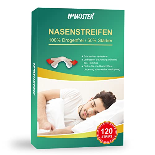 Nasenpflaster Schnarchen, 120 Stück Extra Starke Nasenstrips Besser Atmen, Lindern Eine Verstopfte Nase Aufgrund Schnupfen, Allergien, Anti Schnarch Nasenpflaster für Sport und Schlaf, (66x19mm)