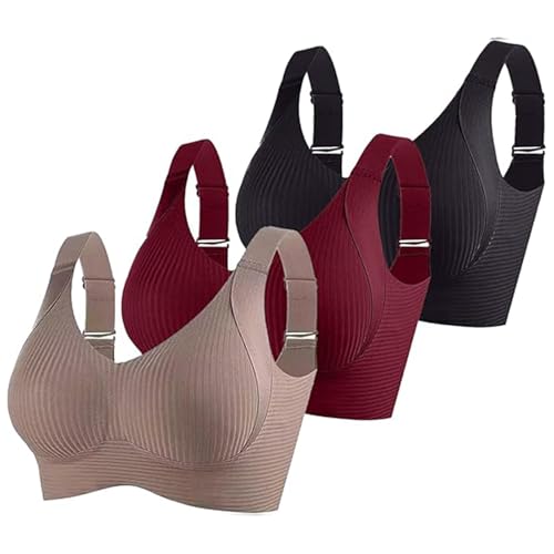 3er Pack Damen Push Up BH ohne Bügel aus Baumwolle Sexy und Bequem mit Starkem Halt für Große Brüste Verstellbarer Bra Set in Klassischem Design
