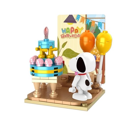 BlueBrixx Pro 107360 – Snoopy-Geburtstagsparty aus Klemmbausteinen mit 95 Bauelementen