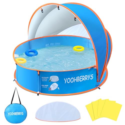 YOOHBERRYS 4-in-1 Pop Up Baby Planschbecken, Strandmuschel Baby mit UV Schutz SPF 50+, Strandzelt Baby mit Moskitonetz, Tragbare Spielzelt Bällebad, Babypool mit UV für Picknick, Garten, Strand
