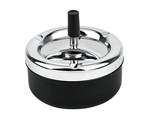 SCSpecial Runder Aschenbecher Groß Push Down Drehbarer Zigarettenaschenbecher Rauchfreier Aschenbecher 13cm