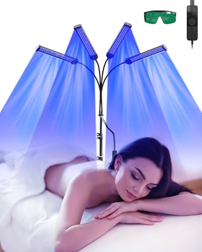 JITESY Solarium Für Zuhause,460NM&490NM Bräunungslampe,60W Blaues Licht Bräunungslicht Solarium für Den Heimgebrauch Gesicht Und Körper,Doppelte Halterung Gesichtsbräuner Solarium mit 432 Stück LEDs