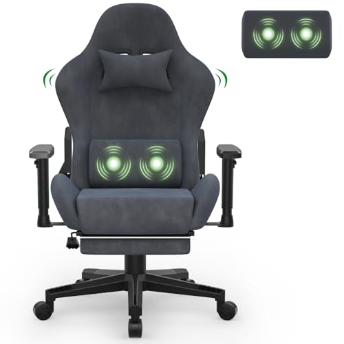 Devoko Gaming Stuhl, Bürostuhl 200kg Belastbarkeit,Gaming Chair mit Massagefunktion,90-180° Rückenlehne Einstellbar Gamer Stuhl,Gaming Sessel mit Fußstütze,PC Stuhl Erwachsene Verstellbare Armlehnen