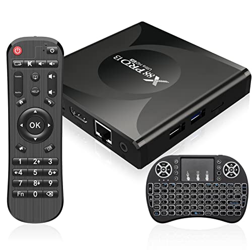 Android 13.0 TV Box 4GB RAM 64GB ROM，TV Box Android mit RK3528 Quad-Core 64bit Cortex-A53 chip，Smart TV Box 8K UHD Videos,2.4G/5G Dual WiFi Bluetooth 5.0 mit kabelloser Mini-Tastatur,Schwarz