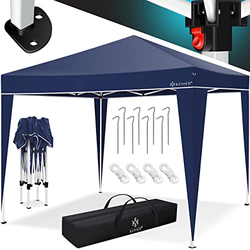 KESSER® Pavillon 3x3m | wasserdicht | inkl. Tasche | Pop-Up Klicksystem | UV-Schutz 50+ | Faltpavillon | Gartenzelt | Partyzelt | Metall-Verstrebungen | Blau