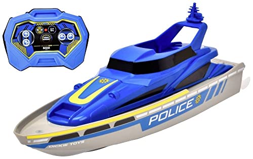 Dickie Toys - RC Polizei-Boot - ferngesteuertes Spielzeug-Boot in Polizei-Design ab 6 Jahren,Schiff mit Fernbedienung und Batterien für Kinder Erwachsene, Mehrfarbig, 201107003ONL