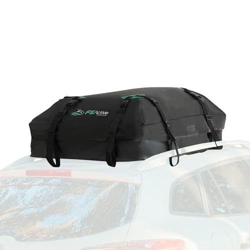 FE Active Dachgepäckträger Tasche Dachkoffer – 428L 100% Wasserfester KFZ-Gepäckträger mit extra breiten Spanngurten, wasserdichte Dachtasche für mehr Stauraum, kompakt faltbare Gepäcktasche fürs Auto