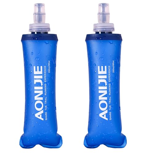 TRIWONDER TPU Faltbarer Trinkflaschen, Soft Flask, Wasserflasche BPA-Frei Sportflasche für Trinkrucksack Fahrrad Sport (250 ml - 2 Stücke)