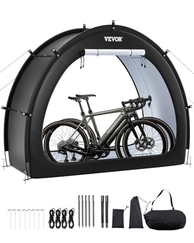 VEVOR Fahrradzelt, 1 bis 2 Fahrräder, geräumige Fahhrradgarage mit belüftetem Fenster, fächerförmige Fahrradschuppe mit hochfestem Fiberglas & Doppelreißverschlüssen, 1706x2011x792 mm